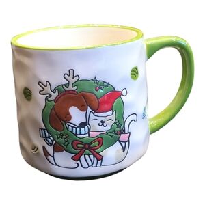 Lang By Design Christmas Mug *Pawsome Holidays* Dog & Cat Hugging 3D